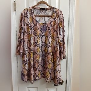 3x Attitudes by Renee Regular Combo Jersey Godet Tunic w/ Pockets Desert Reptile